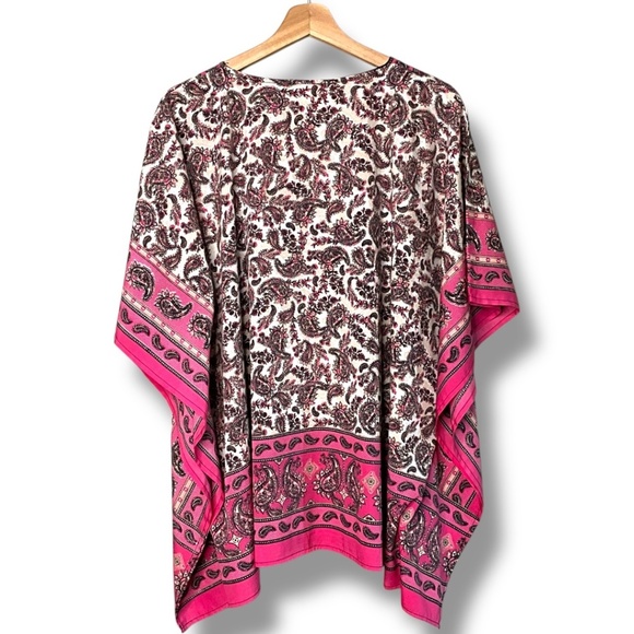 SPENSE Paisley Print Poncho Tunic Top Defined Sleeves Sz L MADE IN INDIA - Picture 5 of 10